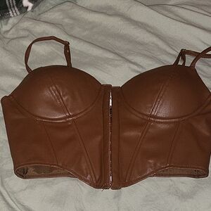 NWT  Windsor Small Chocolate Faux Leather Top